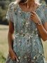 Vintage Crew Neck Floral Dress With No