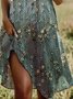 Vintage Crew Neck Floral Dress With No