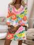 Women's Floral Print V Neck Dress