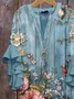 Women's Floral Ruffle Sleeve Top