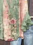 Women's Floral Leopard Print Ruffle Sleeve Top
