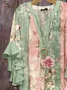 Women's Floral Leopard Print Ruffle Sleeve Top