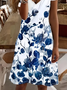 Women's Floral Print V-Neck Short Sleeve Dress