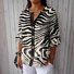Women's Stripe Art Print Button Linen Blend Shirt
