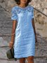 Elegant Plain Split Joint Crew Neck Midi Dress