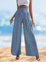 Women's  Elastic Waist H-Line Wide Leg Pants Daily Going Out Pants Blue Casual Floral Ebroidered Floral Spring/Fall Pants