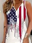 Women's Independence Day Printed Casual V-Neck Dress