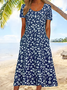 Women's Floral Print Casual Crew Neck Dress
