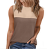 Women's Sleeveless Tank Top Summer Sky Blue Color Block Cotton Crew Neck Daily Going Out Casual Top