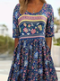 Women's Floral Print Casual Crew Neck Dress