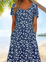 Women's Floral Print Casual Crew Neck Dress