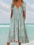 Holiday Half Button Pocket Hem Long Dress