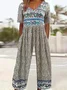 Women's H-Line V Neck Daily Going Out Casual Printing Floral Summer Ankle Pants Jumpsuit Romper