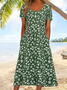 Women's Floral Print Casual Crew Neck Dress