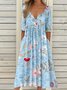 Loose Floral Vintage Dress With No
