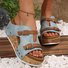Pu Summer Western Style Color Block Slide Sandals