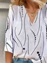Women's Polka Dots Print V-Neck Casual Blouse