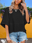 Women's Half Sleeve T-shirt Summer White Plain Split Joint Crew Neck Daily Going Out Casual Top