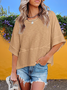 Women's Half Sleeve T-shirt Summer White Plain Split Joint Crew Neck Daily Going Out Casual Top