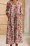 Floral V Neck Casual Jersey Dress