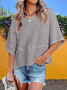 Women's Half Sleeve T-shirt Summer White Plain Split Joint Crew Neck Daily Going Out Casual Top