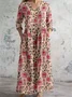Floral V Neck Casual Jersey Dress