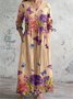 V Neck Regular Fit Casual Jersey Dress