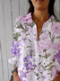Shirt Collar Casual Botanical Pattern Shirt