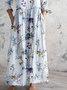 V Neck Floral Jersey Casual Dress