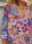 Women's Floral Paisley Print V-Neck Casual Blouse