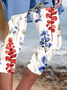 Women's Independence Day Floral Print Casual Leggings