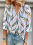 Women's Floral Print V-Neck Casual Blouse