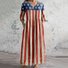 Casual V Neck Independence Day Jersey Dress