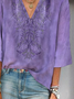 Women's Floral Print V-Neck Casual Blouse