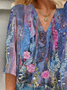Women's Floral Print V-Neck Casual Blouse