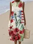 Crew Neck Casual Cotton Dress With No