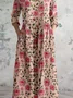 Floral V Neck Casual Jersey Dress