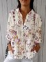 Botanical Pattern Casual Loose Shirt Collar Shirt