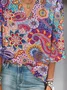 Women's Floral Paisley Print V-Neck Casual Blouse