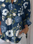 Women's Vintage Floral Print Casual Lapel Shirt