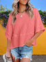 Women's Half Sleeve T-shirt Summer White Plain Split Joint Crew Neck Daily Going Out Casual Top