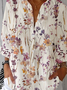 Botanical Pattern Casual Loose Shirt Collar Shirt