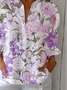 Shirt Collar Casual Botanical Pattern Shirt