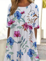 Women's Floral Print Casual Round Neck Short Sleeve Dress