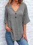 V Neck Regular Fit Casual T-Shirt
