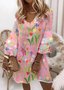 Loose Cotton V Neck Vintage Dress