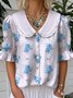 Floral Simple Loose Shawl Collar Shirt