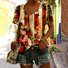 Regular Fit V Neck Floral Casual T-Shirt