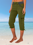 Women's  Elastic Waist H-Line Wide Leg Pants Daily Going Out Pants Black Casual Pocket Stitching Plain Summer Pants