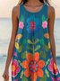 Floral Cotton Simple Dress With No